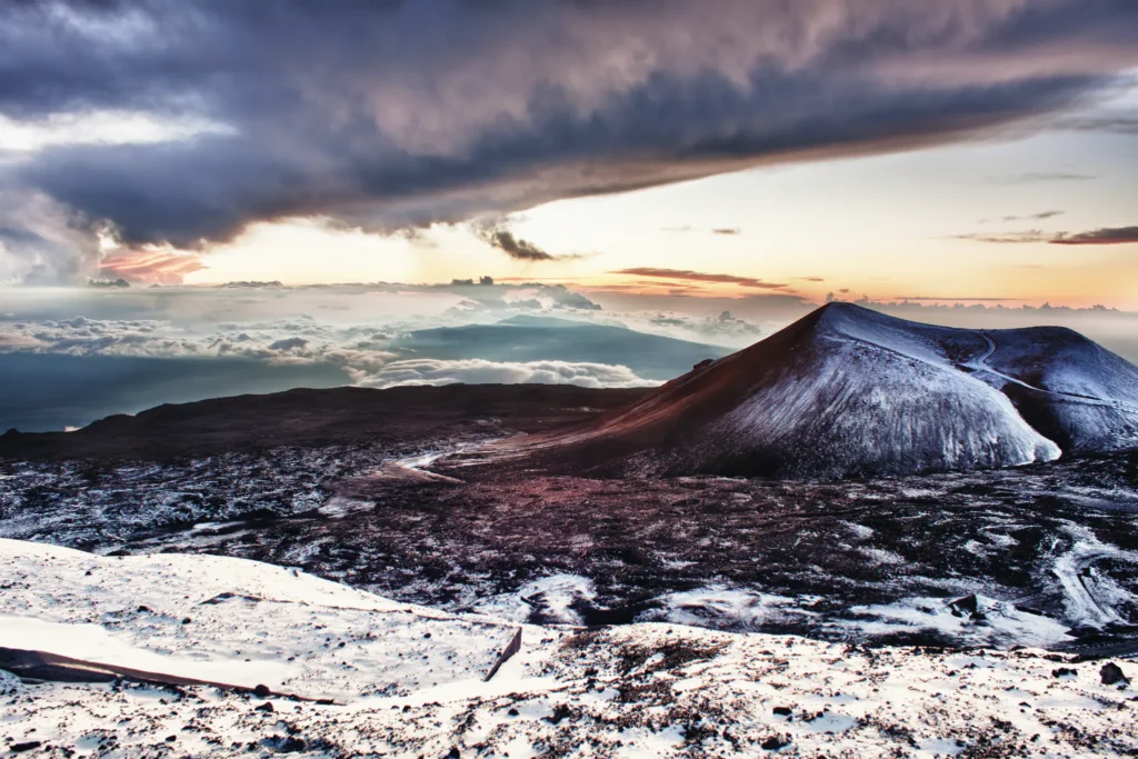 Snow Covered Peaks of Mauna Kea State Park Big Island