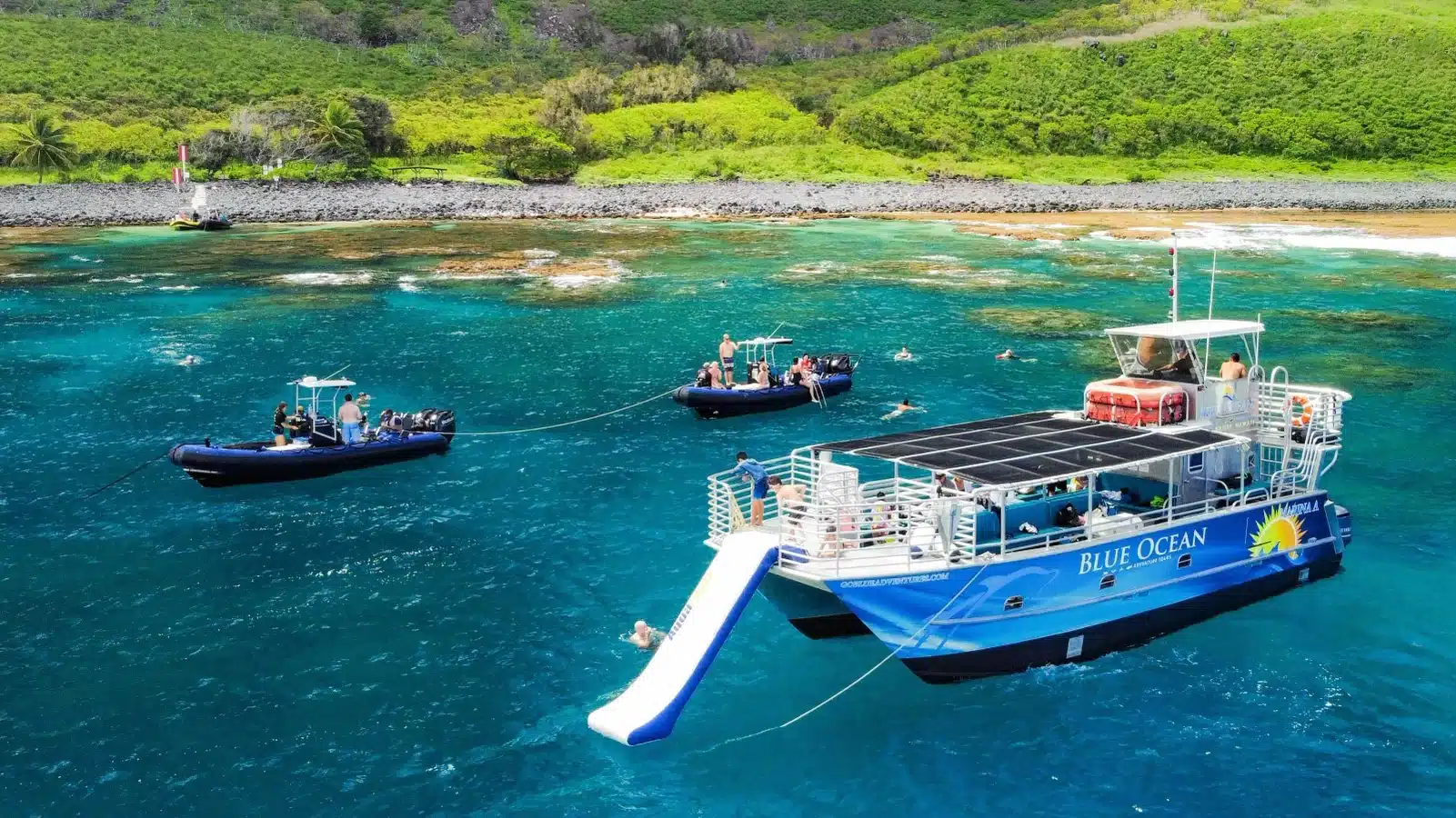 Na Pali Coast Power Catamaran Scenic & Snorkel Tour is a Boat Activity located in the city of Waimea on Kauai, Hawaii