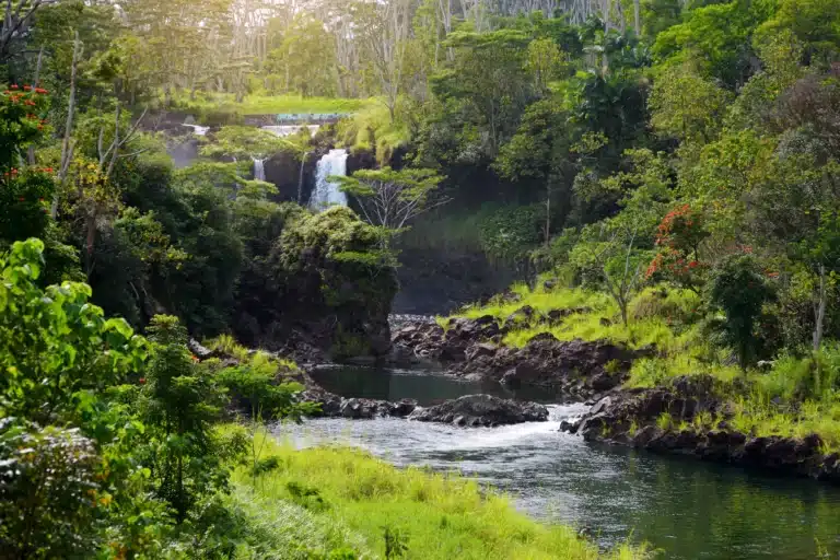Pe'epe'e Falls & Boiling Pots is a Waterfall located in the city of Hilo on Big Island, Hawaii